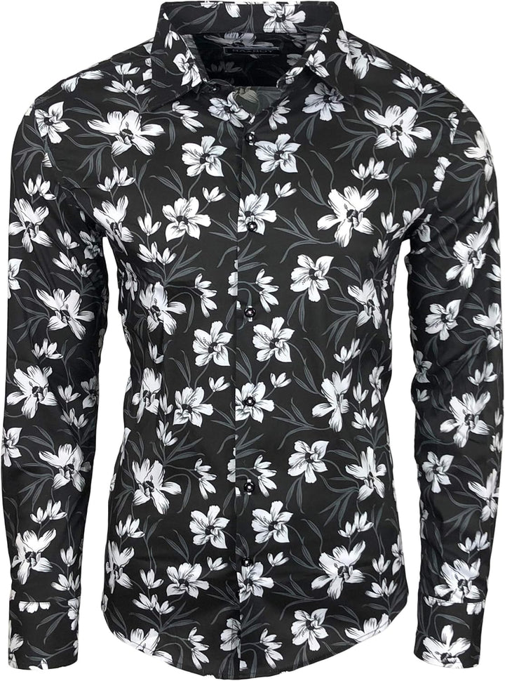 Blumen Hemden Herren Bunte Hemd Langarmhemd Muster Freizeitshemd Langarm Casual Mehrfarbig Shirt S S