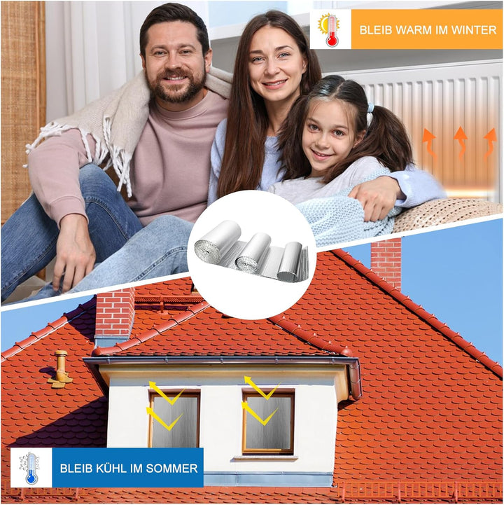 Dripex Aluminisierte Isolierfolie Dämmfolie Doppelte Alu-Luftpolsterfolie Dachisolierung 4-5mm Isoli
