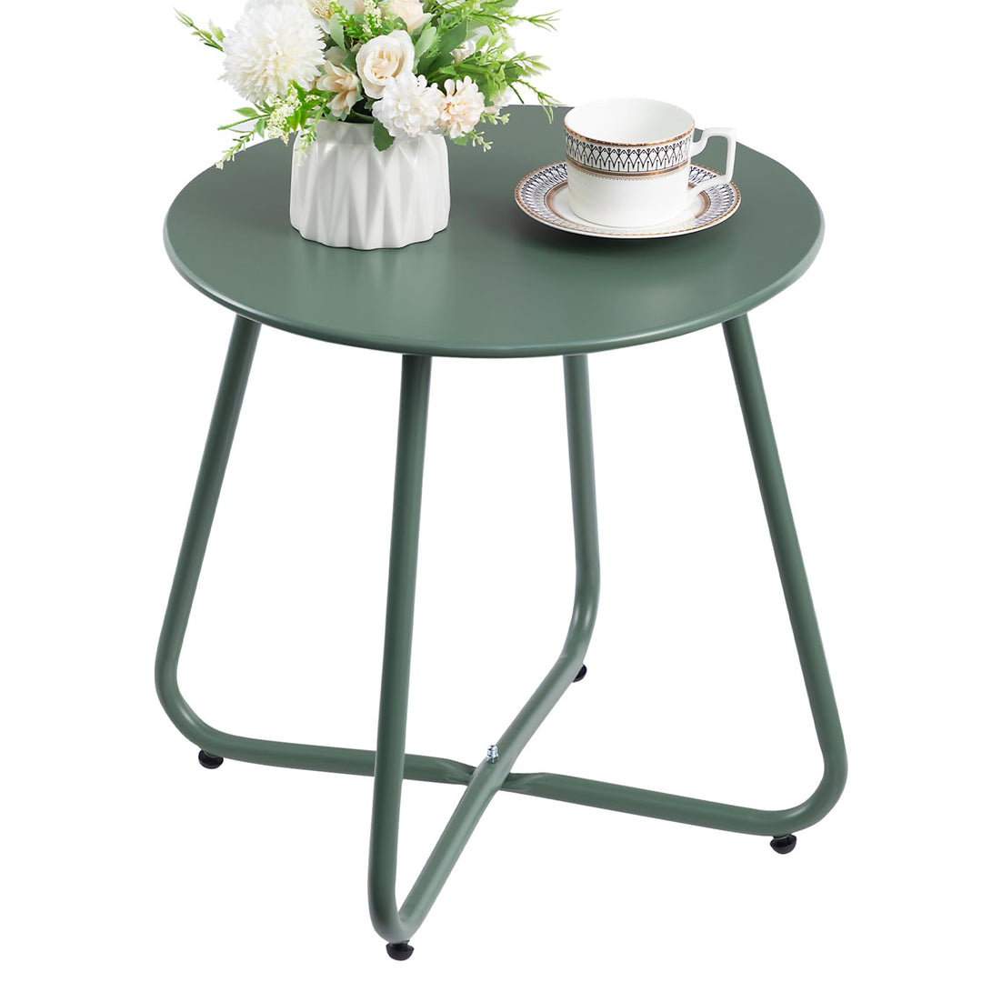 HollyHOME Beistelltisch Outdoor Balkontisch Klein Gartentisch Rund Beistelltisch Metall Wetterfest L