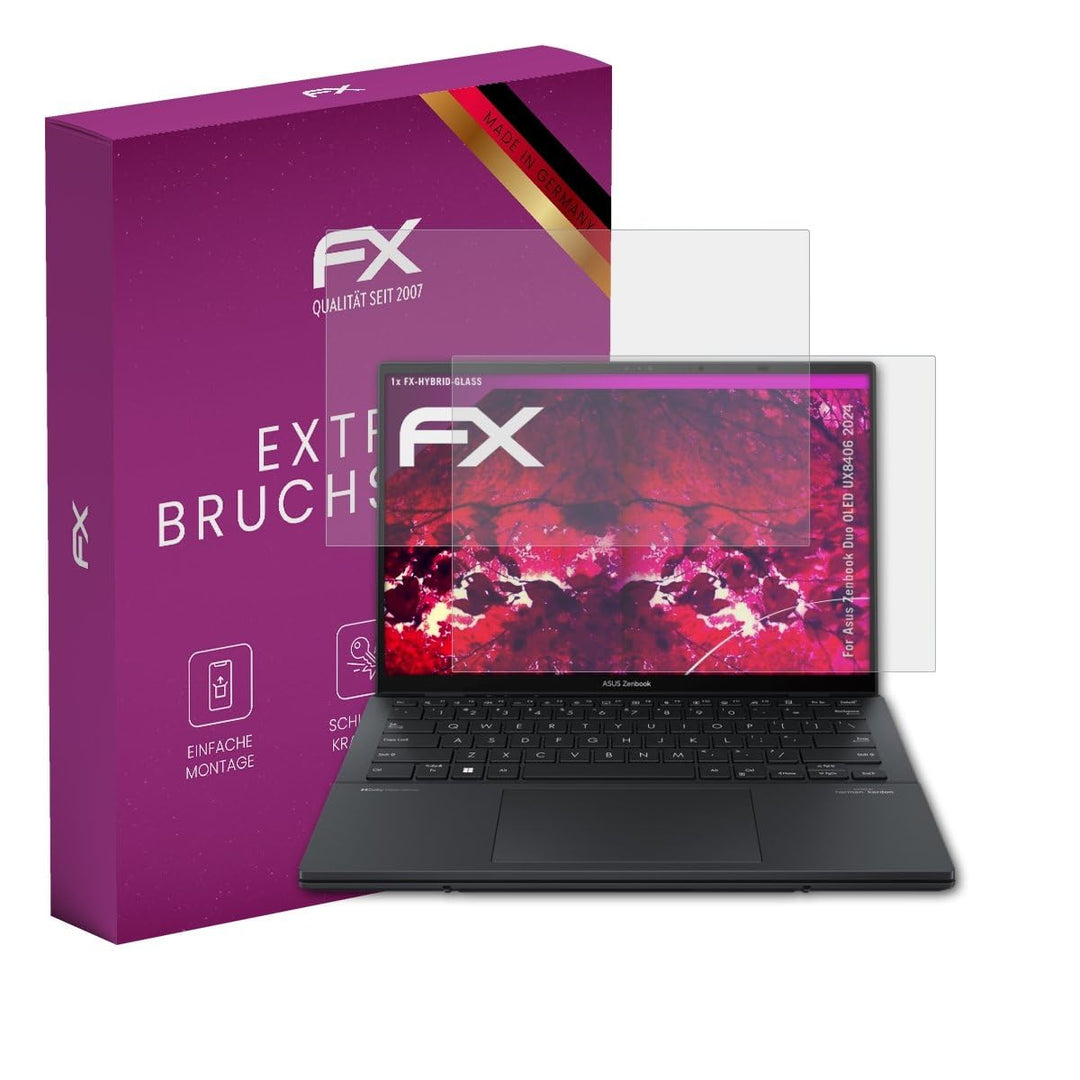 atFoliX Glasfolie kompatibel mit Asus Zenbook Duo OLED UX8406 2024 Displayfolie, 9H Hybrid-Glass FX