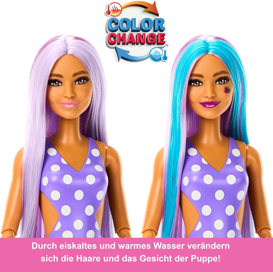 Barbie Pop Reveal Fruit - Puppe mit violetten Haaren im Grapefruitduft, 8 Überraschungen, duftendes