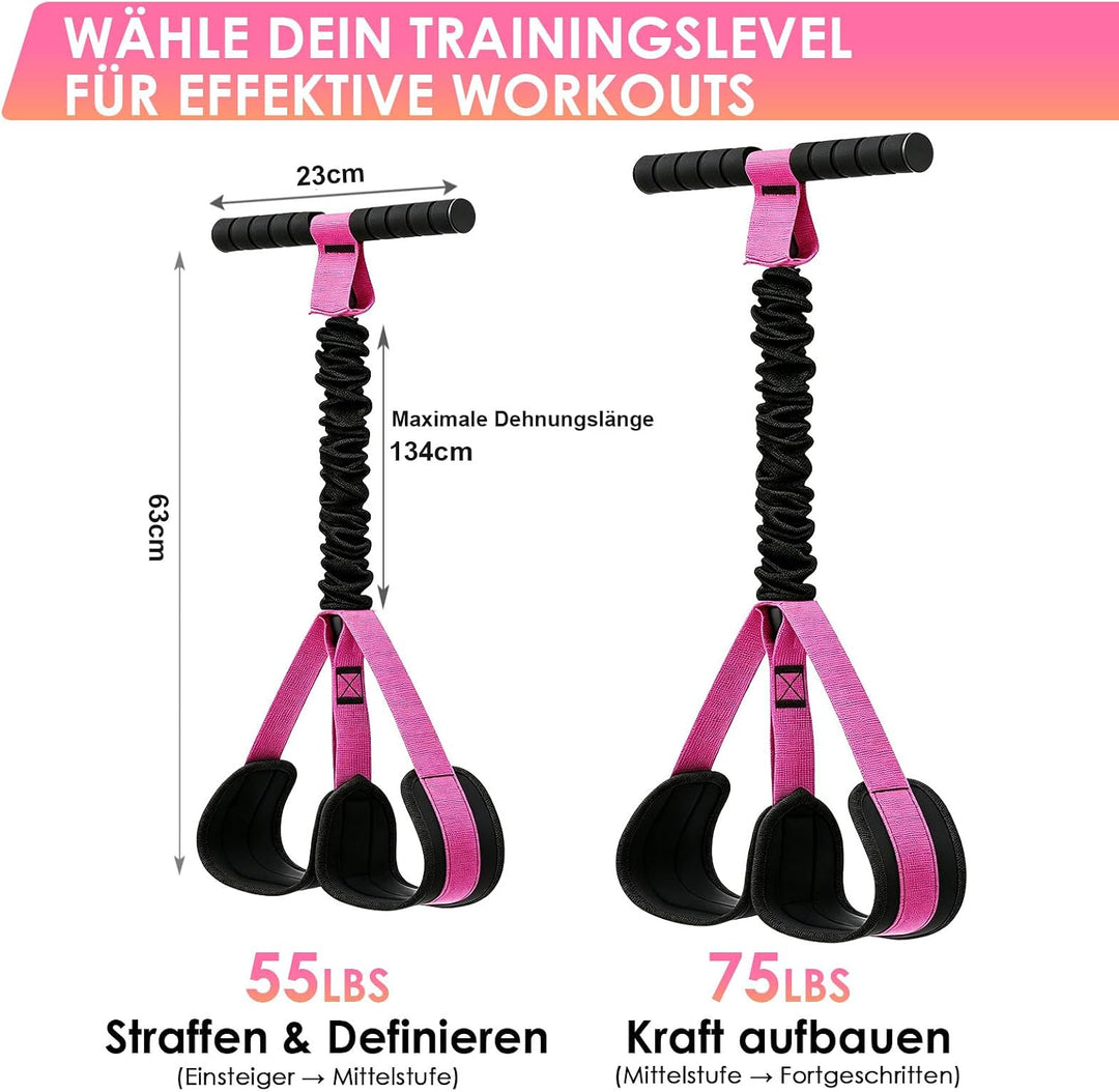 TOMSHOO Pedal Widerstandsbänder mit Griff, Multifunktions Bauchtrainer für Zuhause, Bodybuilding Exp