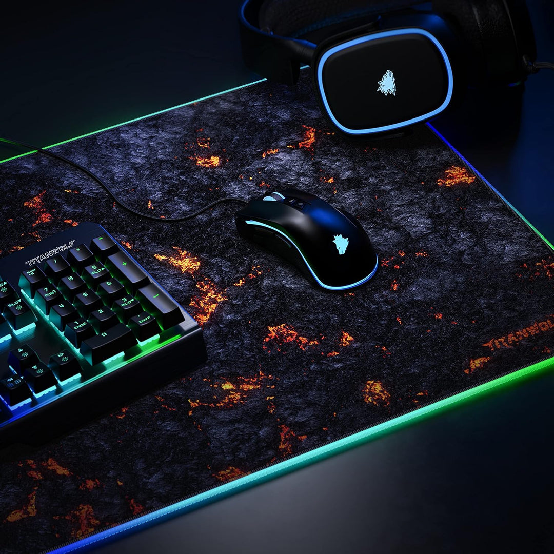 CSL-Computer – XXL-RGB-Gaming-Mauspad – LED-Schreibtischunterlage – 900 x 400 mm – 7 kräftige RGB-Fa