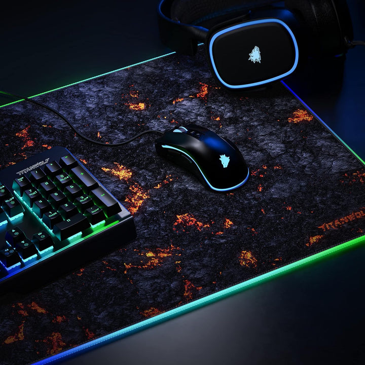 CSL-Computer – XXL-RGB-Gaming-Mauspad – LED-Schreibtischunterlage – 900 x 400 mm – 7 kräftige RGB-Fa