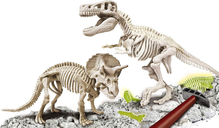 Clementoni 69408 Galileo Discovery Ausgrabungs Set T Rex und Triceratops, Spielzeug für Kinder ab 7