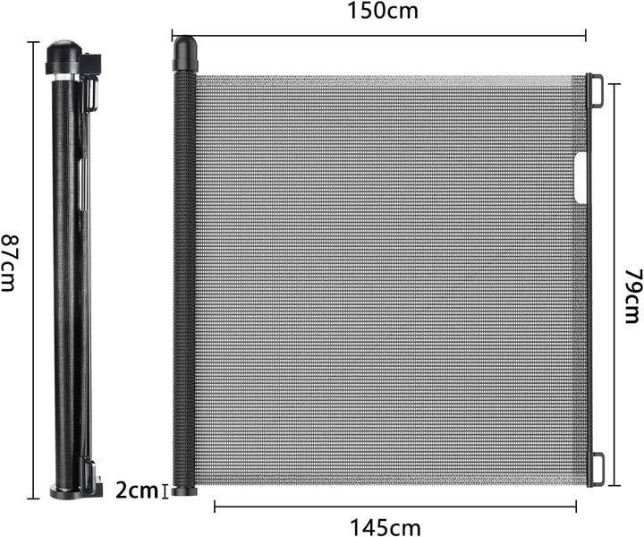 YARDIN Treppenschutzgitter Ausziehbar Türschutzgitter 0-150cm für Babys &amp; Haustiere, Treppengitter A