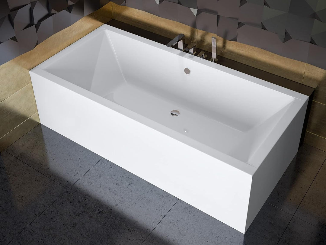 KOLMAN Badewanne QUADRO Rechteck 175x80 mit Styroporverkleidung, Ablaufgarnitur und Füssen Kompletts
