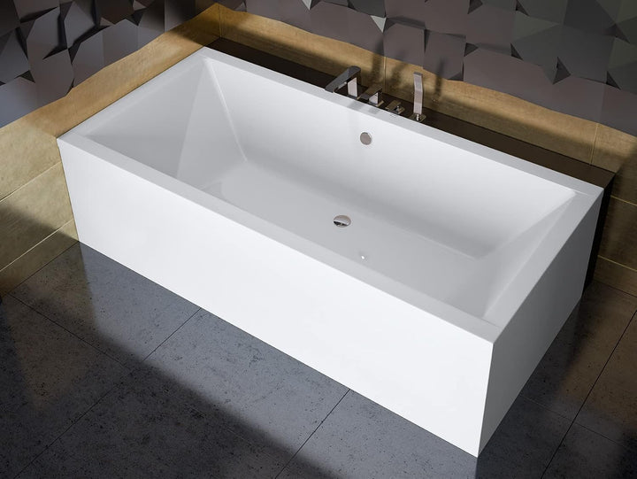 KOLMAN Badewanne QUADRO Rechteck 175x80 mit Styroporverkleidung, Ablaufgarnitur und Füssen Kompletts
