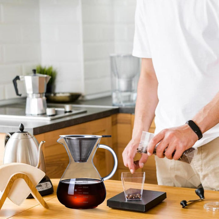 Pour Over Kaffeebereiter, 600ml Glas Kaffeekanne mit Filter und Hitzebeständigem Griff, Pour Over Co