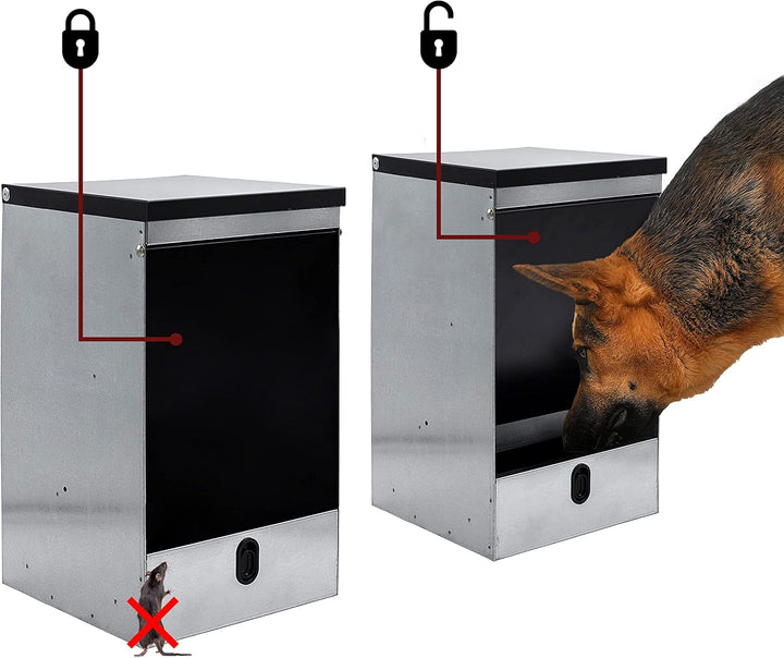 Selbstbedienungstrichter für Hunde - Fassungsvermögen 40 kg - Anti-Maus-Selbstbedienungstrichter - D