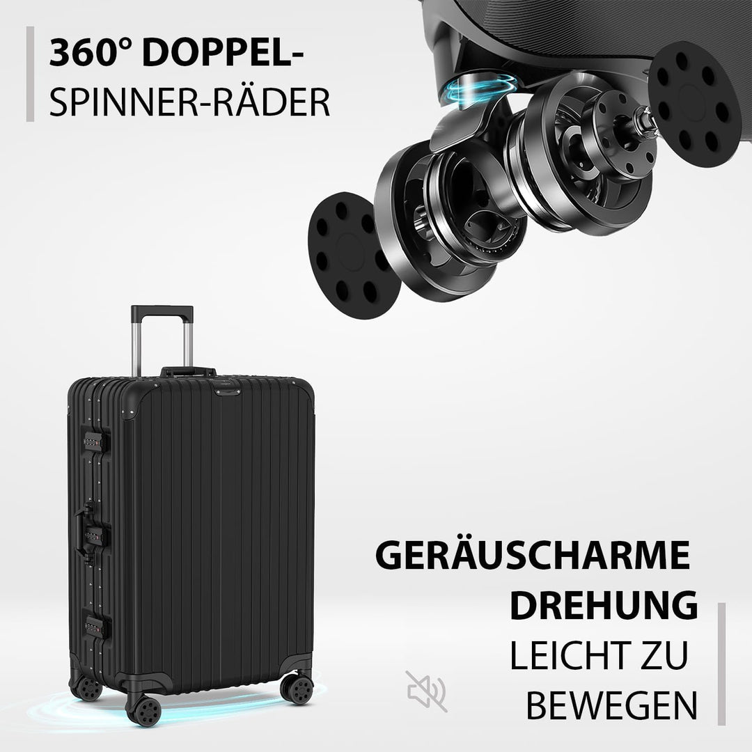 Voyagoux Koffer - 114L, Hartschalenkoffer gross, TSA-Schloss, Aluminium, Reisekoffer mit Rollen, 4X