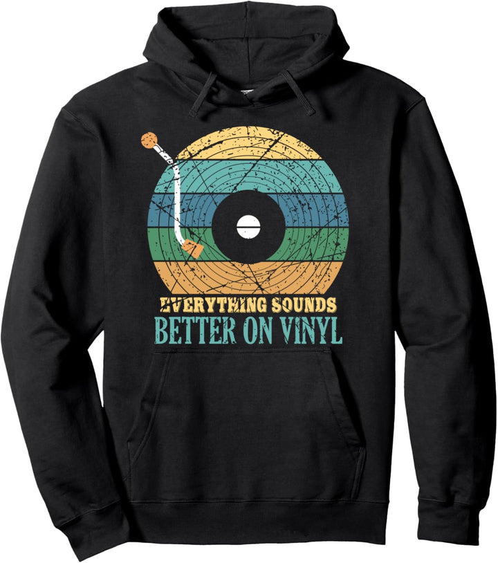 DJ Vinyl Plattenspieler Musik LP Schallplatten 70er Pullover Hoodie