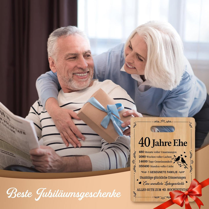 Rubinhochzeit Geschenke, Romantisches Geschenk zum 40. Hochzeitstag, Bambus-Schneidebrett zur Feier