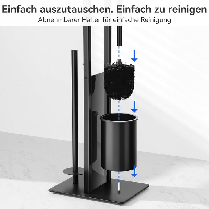 Edelstahl Klopapierhalter Stehend Mit Klobürste - Toilettenpapierhalter Mit Feuchttücherbox, WC Bürs