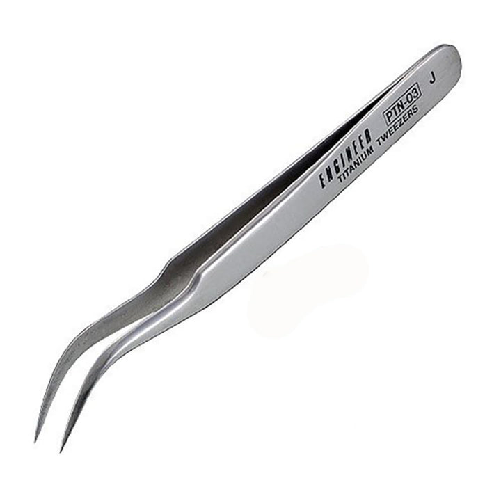 Titanium bent nose tweezers, fine pointed tip tweezers, 125mm. Engineer ptn-03 Spitz, Spitz