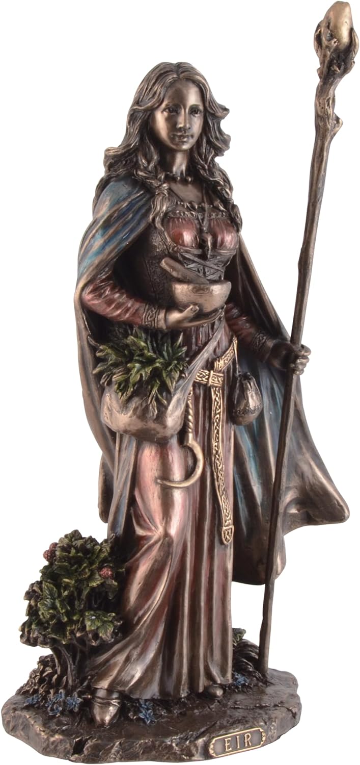 Germanische Walküre Eir Göttin der Heilkunst - aus Kunststein, von Hand bronziert und coloriert, by