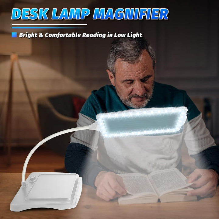 NZQXJXZ 10X Lupe mit Licht und Ständer, Wiederaufladbare 50 LED Flexible Schwanenhals Lupenleuchte,