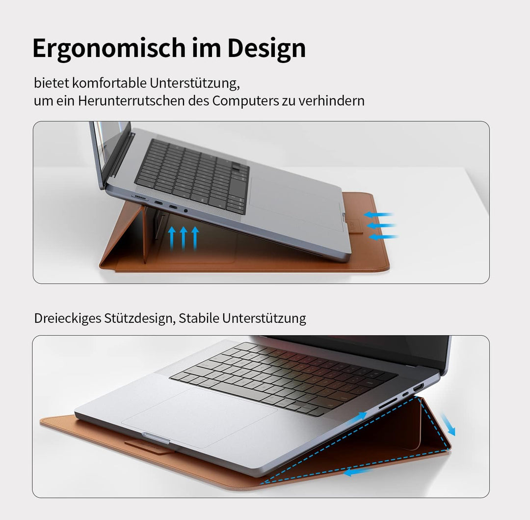 ZIKE Laptop Hülle 16 Zoll Tasche, Wasserdicht PU Schutzhülle Case mit Standfunktio für 15" und 16" M