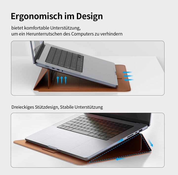 ZIKE Laptop Hülle 16 Zoll Tasche, Wasserdicht PU Schutzhülle Case mit Standfunktio für 15" und 16" M