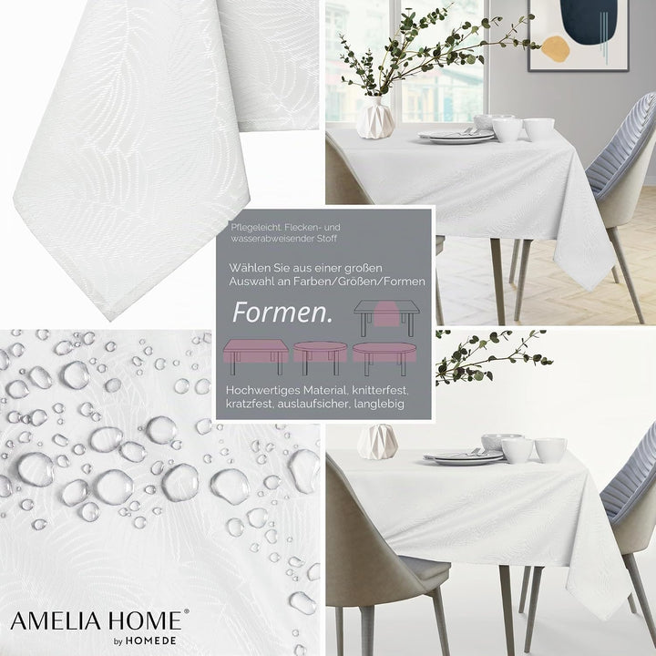 AmeliaHome Tischdecke 140x280 cm Tischtuch Tafeldecke Fleckschutz Lotuseffekt Abwaschbar Wasserabwei