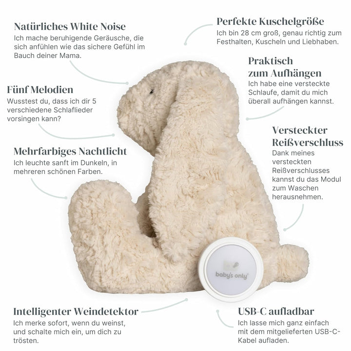 Baby's Only - Bibi das Kuschelkaninchen - Einschlafhilfe - Spieluhr Baby - White noise - Kuscheltier