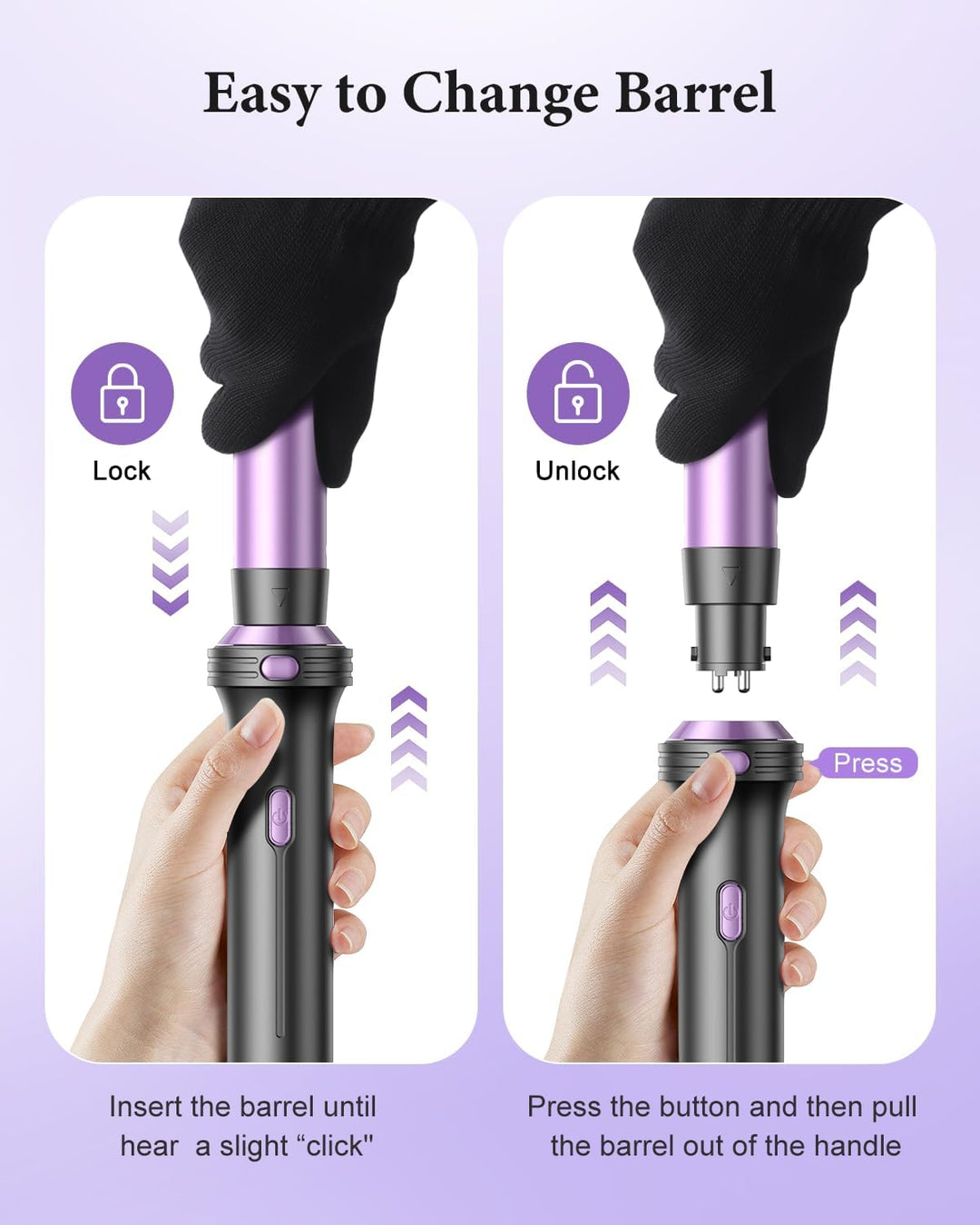 BESTOPE PRO Lockenstab, 5 in 1 Lockenstäbe Set mit Glätteisen, Thermobürste, 3 Keramische Lockeneise