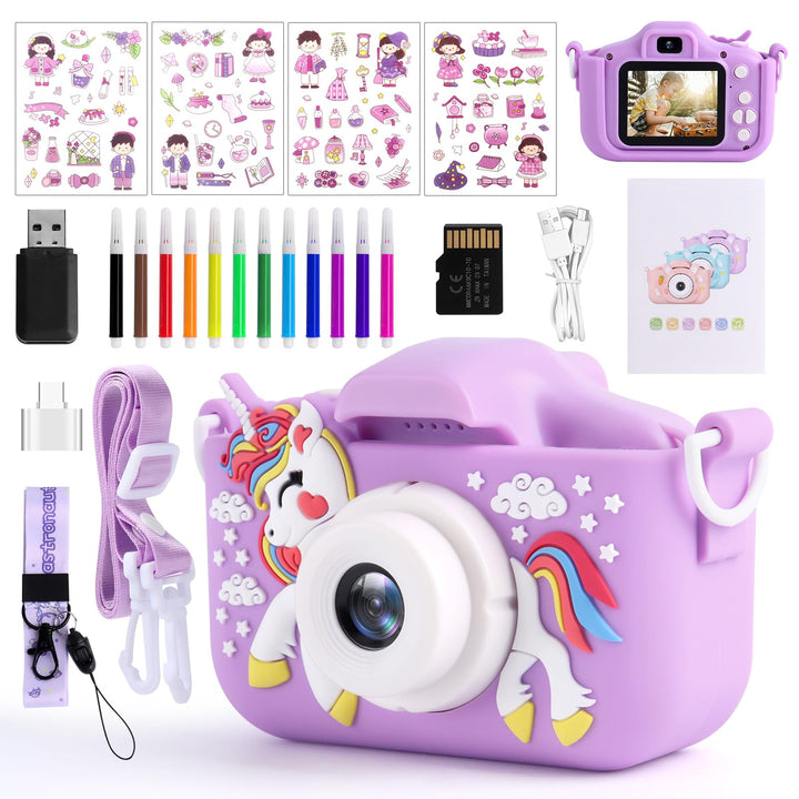Kinder Kamera, 1080P 2,0-Zoll-Bildschirm Fotoapparat Kinder, 32GB SD-Karte USB Wiederaufladbare Self