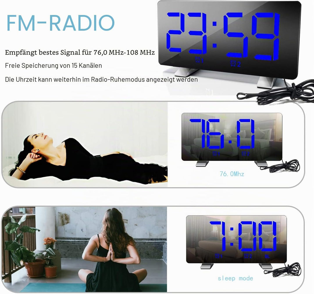 Lancoon Digitaler Radiowecker für das Schlafzimmer Einstellbare Helligkeit und Lautstärke Schlummern