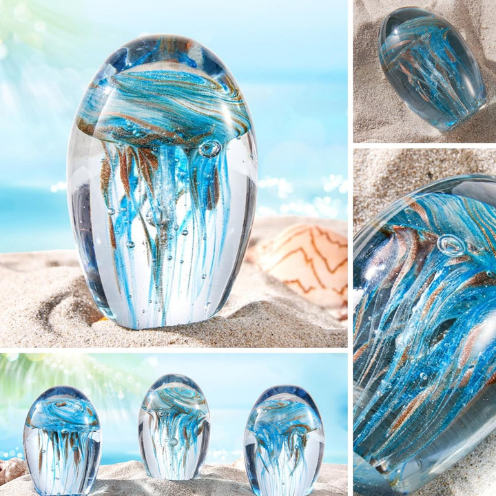 EUSTUMA Mundgeblasene Glas-Quallen-Figur, schönes Meerestier-Ornament für Aquarien oder Schreibtisch