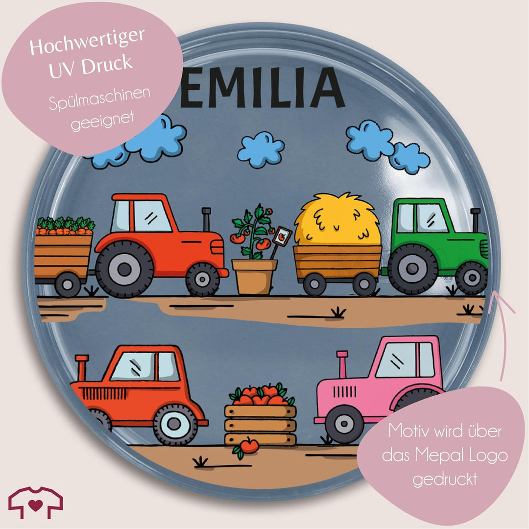 Shirtracer Mepal Müslibecher personalisiert Bauernhof Traktoren 3 Hellblau, 3 Hellblau