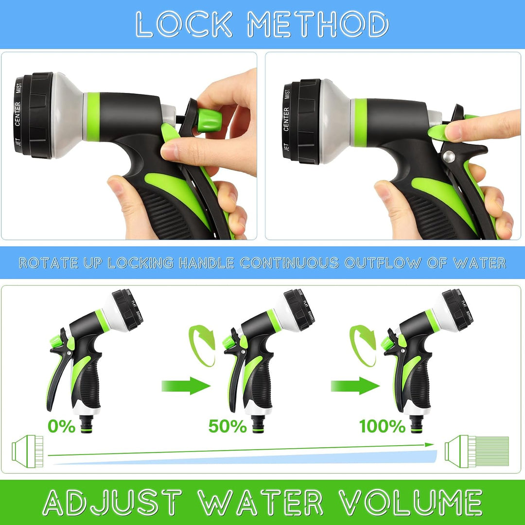 Gartenbrause 2er Set, Handbrause mit 8 Bewässerungsmustern, Einstellbare Wasserdurchflussrate, Hochd