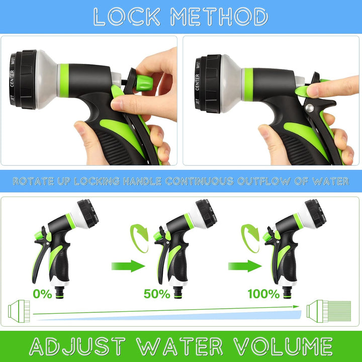 Gartenbrause 2er Set, Handbrause mit 8 Bewässerungsmustern, Einstellbare Wasserdurchflussrate, Hochd