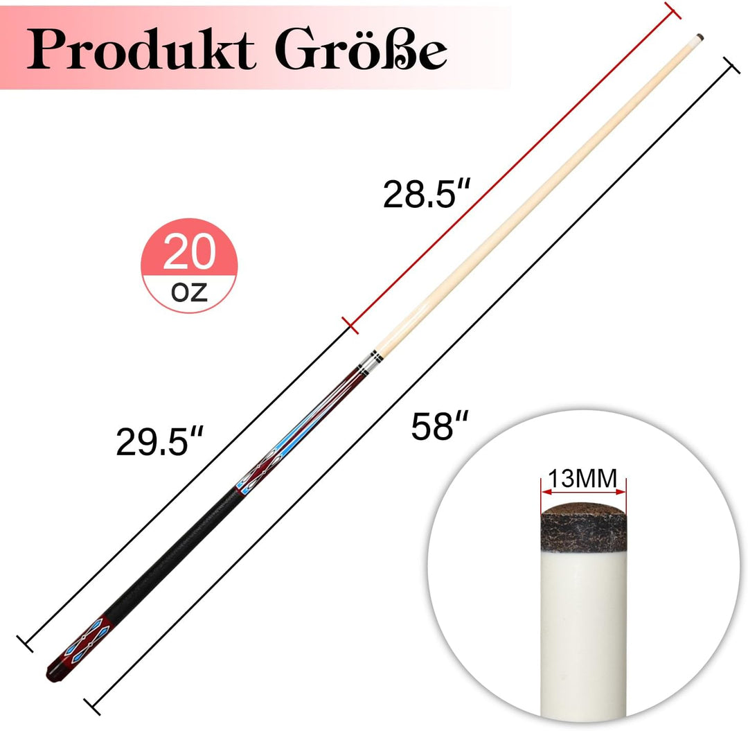 Billard Queue Satz 2 Pool Queues, Pool 58" Queue Stöcke,Billardqueue Pool Cues für Billard Enthusias