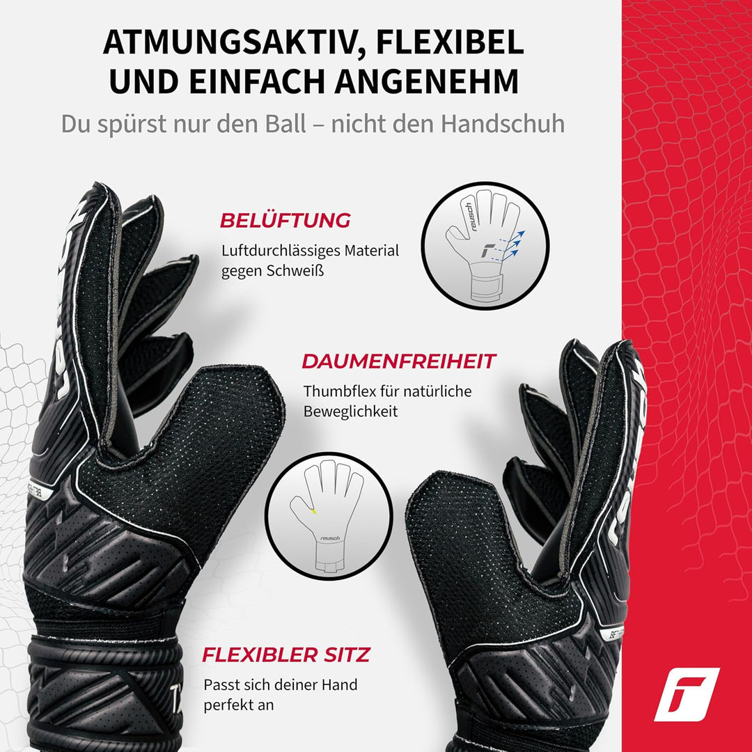 Reusch Herren Attrakt Unisex Torwarthandschuhe mit Aussennaht Schnitt und Solid Belag, Geeignet für