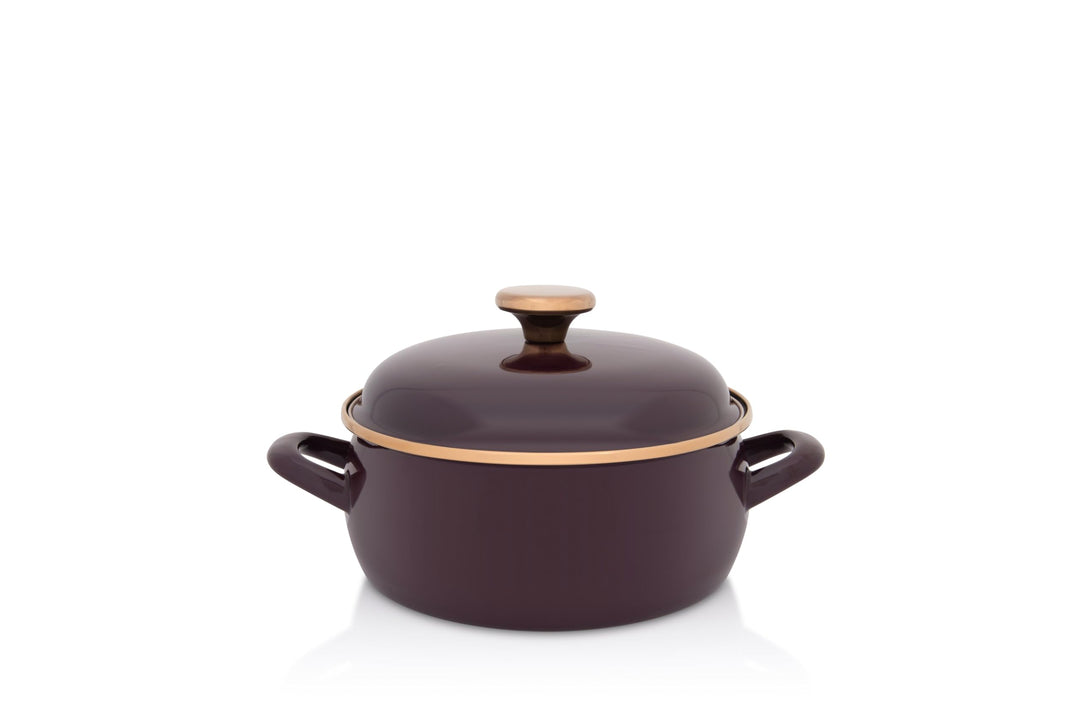 Metalac Schmortopf mit Deckel, BORDO PRINZ, Emailliert, im Vintage Design (2,9 Liter), 2,9 Liter