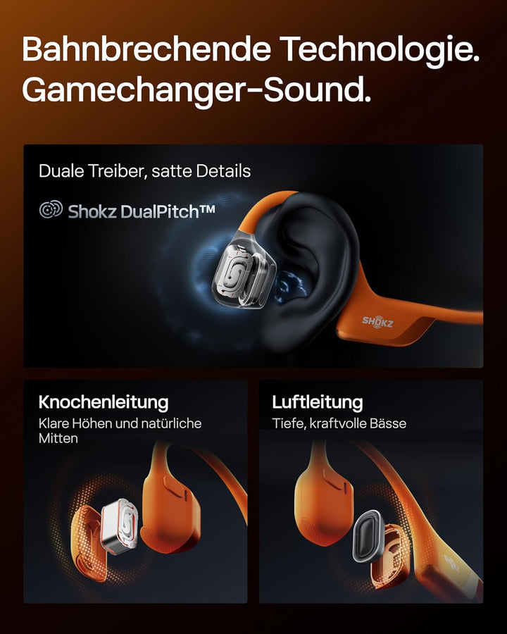 SHOKZ OpenRun Pro 2 Knochenschall Sportkopfhörer, Open-Ear-Ohrhörer mit Bluetooth 5.3, Mikrofon mit