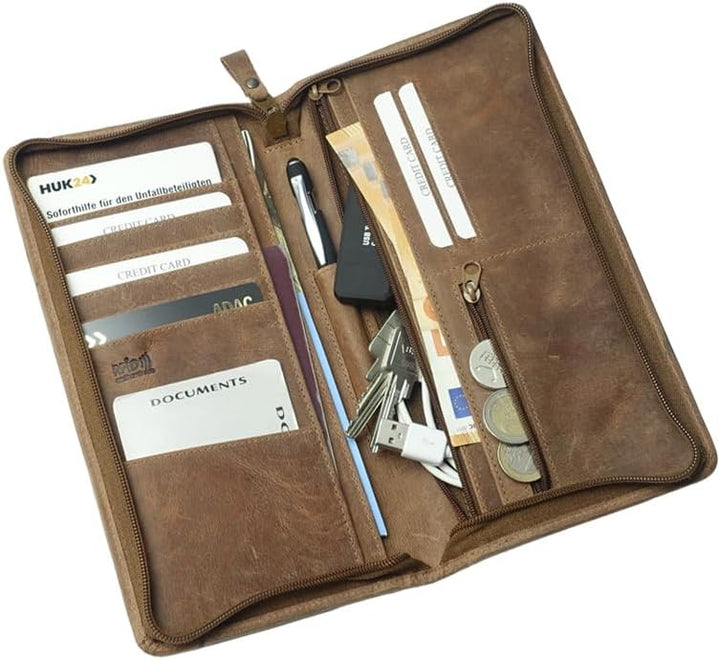 Reiseorganizer Leder Reisepasshülle Etui Dokumenten-mappe Leder Reise, Reisepass Organizer Familie,