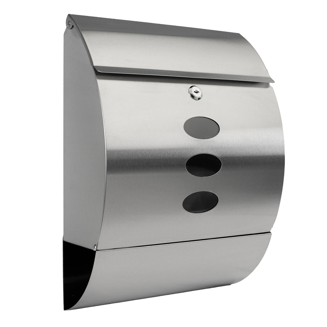 Grafner Design Edelstahl Briefkasten mit Zeitungsfach, abschliessbar – 2 Schlüssel inkl., 3 Sichtfen