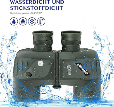 Aomekie Fernglas mit Entfernungsmesser Nachtsicht Kompass 10X50 Ferngläser Feldstecher Wasserdicht B
