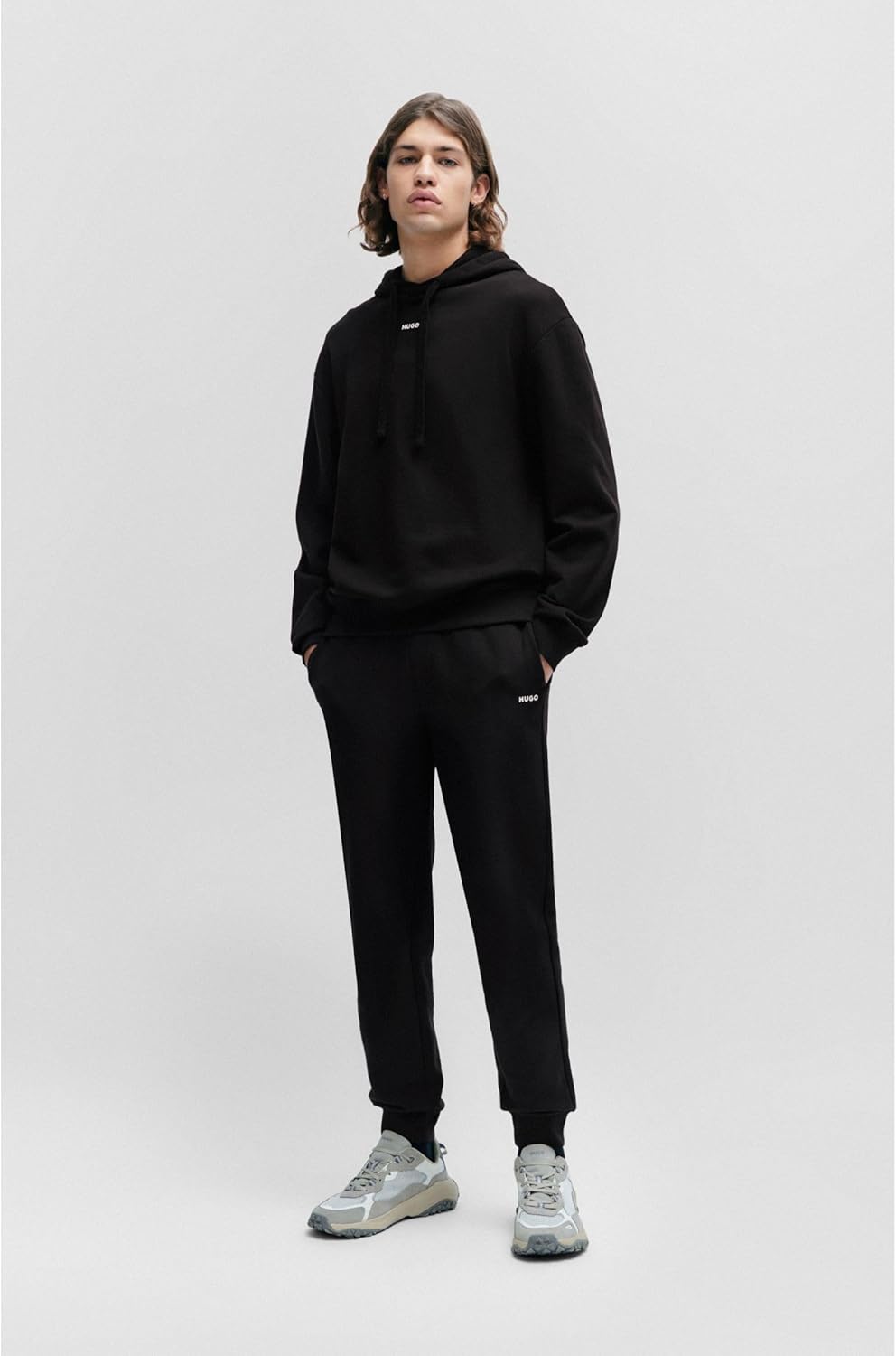HUGO Herren Dapo Hoodie aus Baumwoll-Terry mit Kontrast-Logo XS Black1, XS Black1
