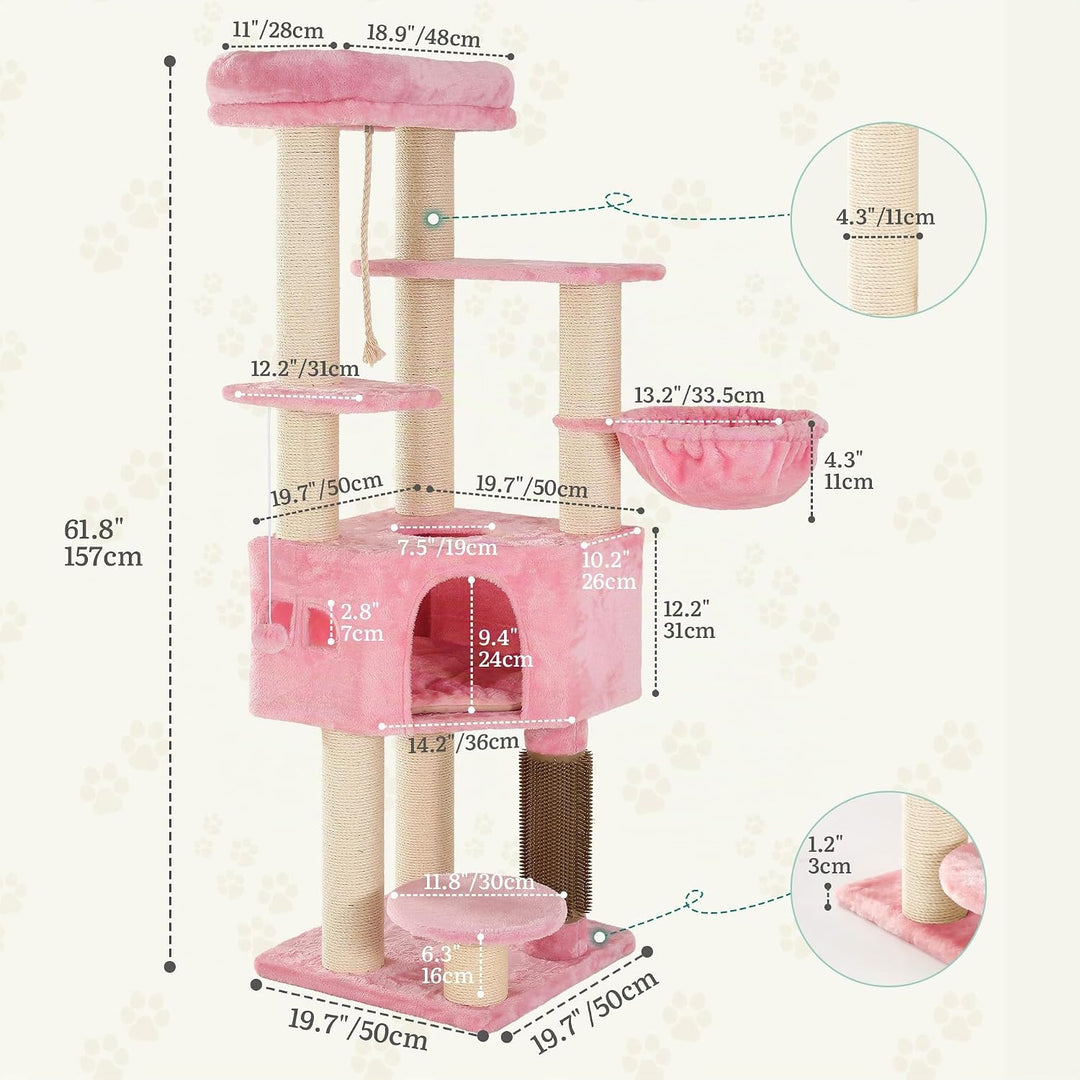 YITAHOME Kratzbaum, Katzenkratzbaum, für Grosse Katze, Katzenbaum, Katzenbürsten, 11 cm Dicke Stämme