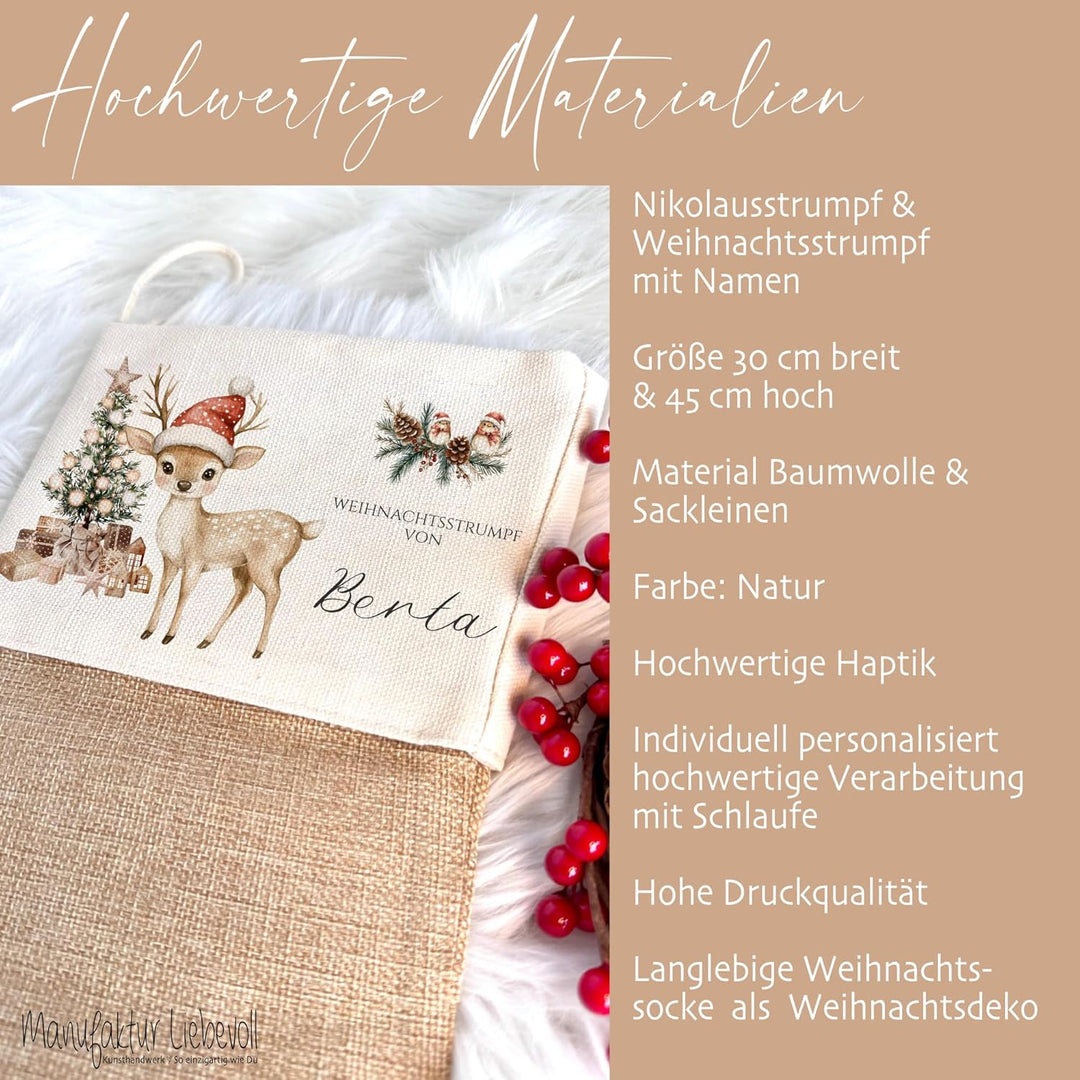 Manufaktur Liebevoll I Nikolausstrumpf Nikolausstiefel personalisiert Kinder Erwachsene Weihnachtsst