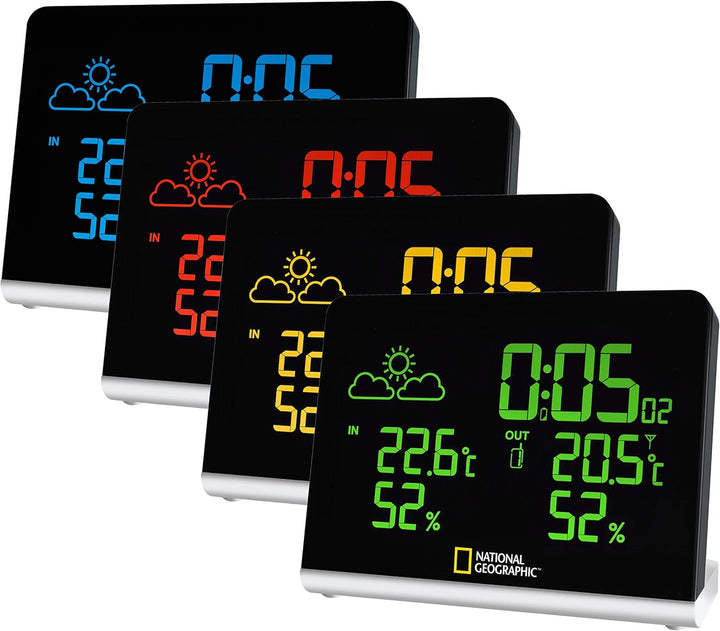 National Geographic Multi Colour Funkwetterstation mit True Black LCD-Display, 256-Farben, Innen- /