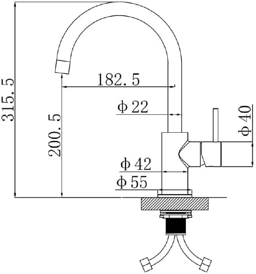 Regn Küchenarmatur gebürstetes Nickel mit Kaltstart hochwertiges Design und einfache Montage