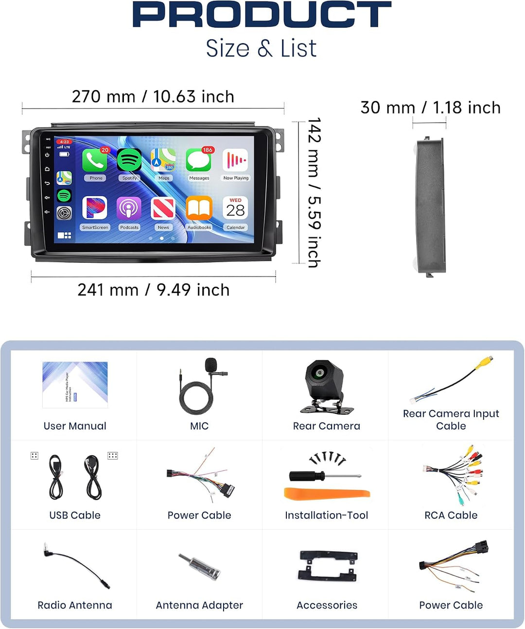 5G WiFi 9" Rimoody Android Autoradio für Mercedes Benz Smart Fortwo 2005-2010 Wireless Carplay Touch