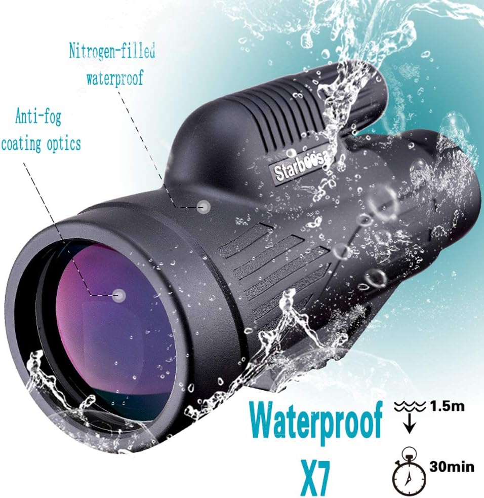 12 x 50 High Definition Monokular Teleskop mit Smartphone-Halterung – Wasserdichtes Monokular mit la