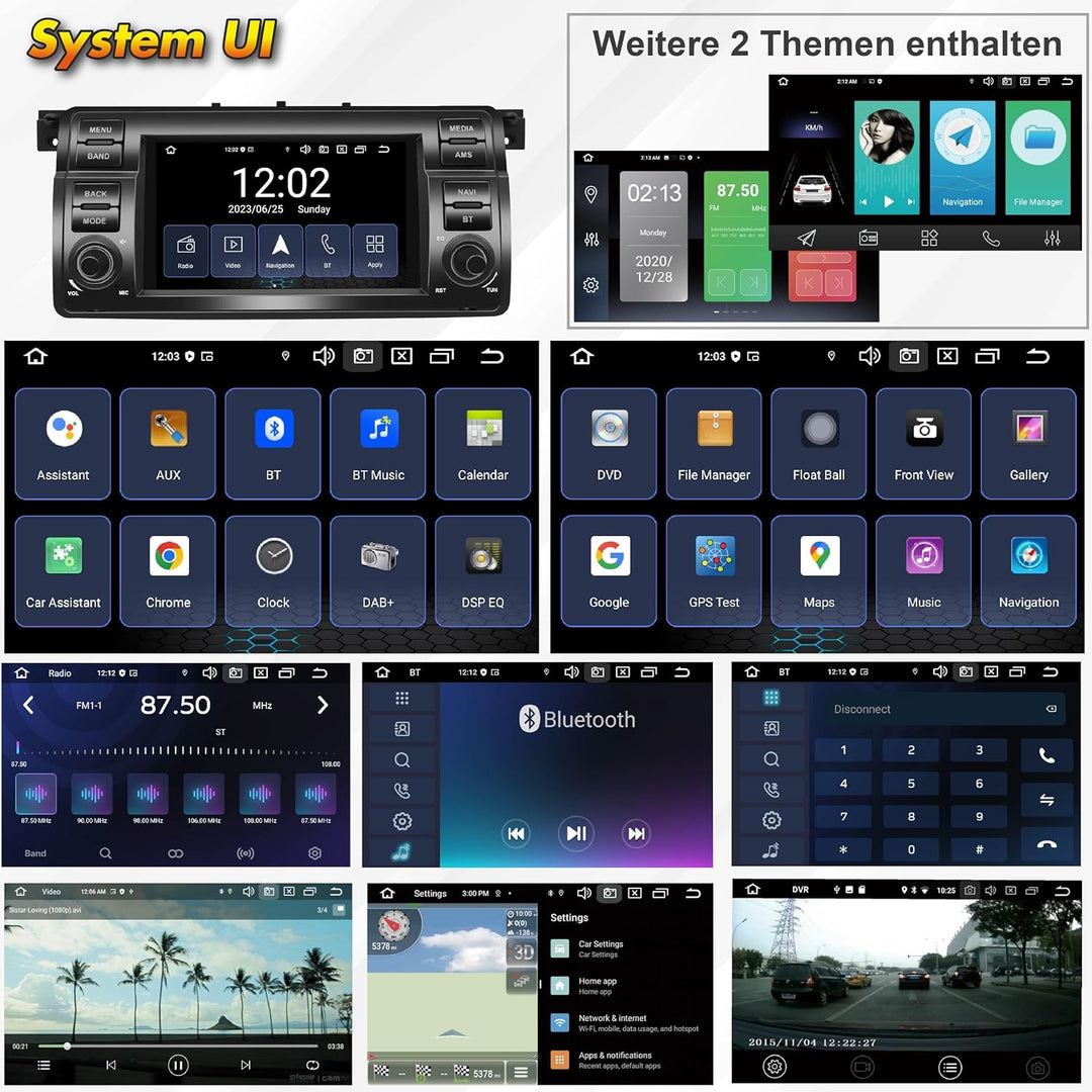 Amaseaudio Android 11 Autoradio, Drahtloses Carplay Android Auto, DSP+, Eingebauter DVD-Player, 1Din