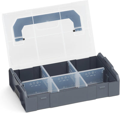 Bosch Sortimo L BOXX Mini anthrazit | 3 Stk. im Set Deckel transparent | Ideale Aufbewahrungsbox Sor