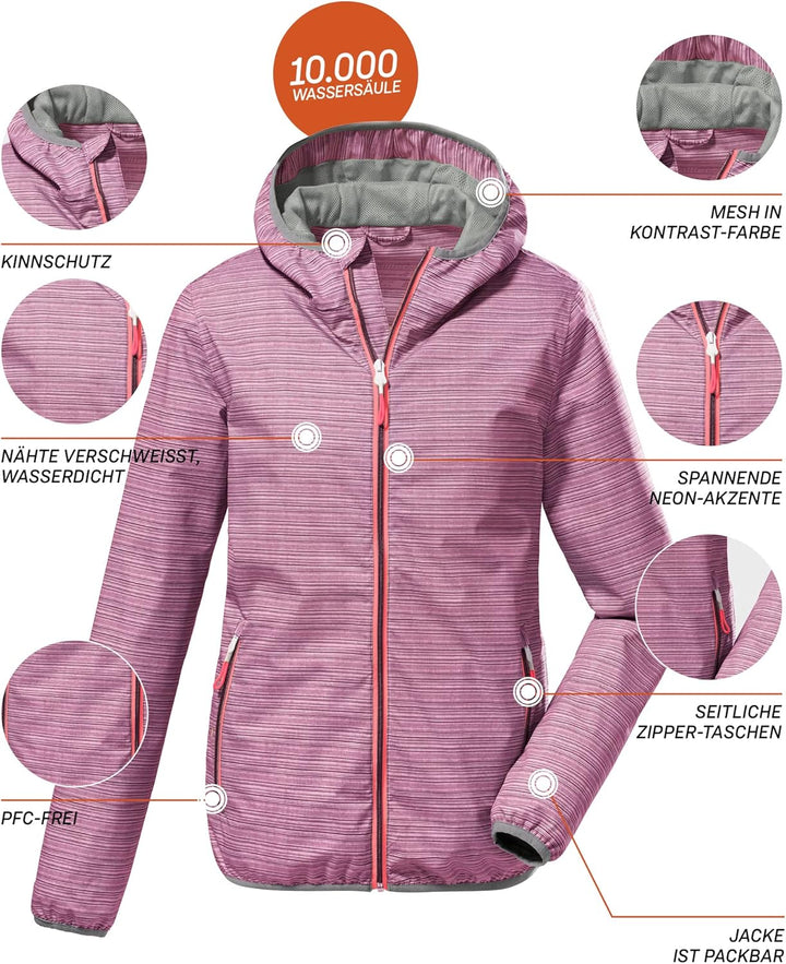 Killtec Damen Kos 3 Wmn Jckt Funktionsjacke/Outdoorjacke mit Kapuze, packbar 34 dunkelrose, 34 dunke