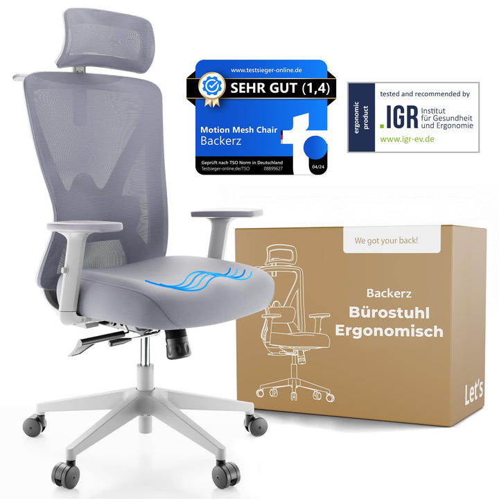 Backerz Bürostuhl Ergonomisch - Bürostühle 150kg, NEN 1335 Zertifiziert - Office Schreibtischstuhl -
